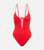 [Melissa Odabash] Melissa Odabash Nerano lace-up swimsuit AU 14 red