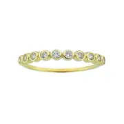 9kt Yellow Gold Cubic Zirconia Bezel Channel Set Stackable Ring