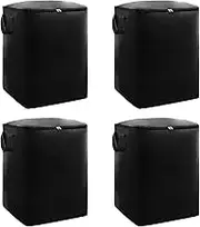 Moving Bags, 240 L, Pack of 4 Large Moving Boxes with Zips and Strong Handles, Storage Box with Lid, Space-Saving, Waterproof Storage Bag, Heavy Carry Bags (Black)