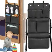 FATECREATIVEGLOBAL Bunk Bed Ladder Safety Cover, Bunk Bed Ladder Pads to Prevent Kids from Climbing Ladders with Organizer Pocket, Black Bunk Bed Ladder Lock Suitable for Most Ladders