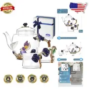 Beautiful Floral Glass Tea Set: Stylish Teapot & Fancy Cup Gift for Tea Lovers