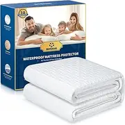 BOSANE Waterproof Mattress Protector, Vinyl-Free 3D Air Mattress Pad Cover, Breathable & Noiseless Cooling Bamboo Mattress Encasement