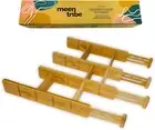 Bamboo Drawer Dividers - 4 Pack with Inserts, Expandable 15" - 20" Kitchen Drawe