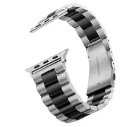 For Apple Watch Series 8 /7 /SE /6 /5 /4 /3 /2 /1 Replacement Wrist Band 38mm 40mm 41mm Stainless Steel Metal iWatch Wristband Loop Strap (Silver/Black)