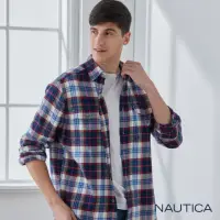 在飛比找momo購物網優惠-【NAUTICA】男裝 率性休閒格紋長袖襯(紅色)