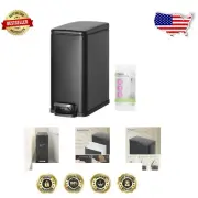 Odor-Proof Soft Close 2.6 Gallon Trash Bin with 15 Bags - Modern Black Design