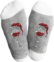 [Oxtxuzdm] Christmas Crews Socks Funny Novelty Ankle Socks Wine Glass Christmas Socks Casual Booties Socks Calf Socks for Women Men