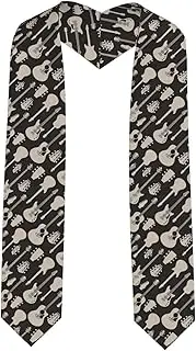 [SKKNT] Guitar Pattern Print Graduation Shawl Stole For Academic Commencements Honor Sash Congratulations Gift
