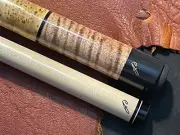 Jerry Olivier Custom Pool Cue With One Shaft. Wrap-less Cue. Yellow Cedar Burl