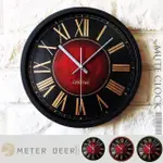 【METER DEER 米鹿】30公分LOFT工業風時鐘 羅馬數字紅皮革紋造型掛鐘(時鐘 掛鐘 靜音 牆面擺飾 掛飾)