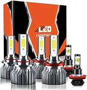TXBILMOO Compatible For Toyota Camry 2007-2014 9005 H11 High/Low Beam H11 Fog Light Bulbs, 32000LM 300% Brightness 6500K White with Cooling Fan, Plug and Play, IP68 Pack of 6