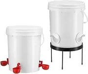 Pet Scene Chicken Feeder Waterer Set, 20L Raised Stand Auto Water Food Dispenser for Chook Hen Chick Poultry, with Drinker Cup, PVC Feeding Port