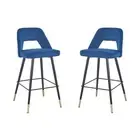 HomeStar Set Of 2 Delphi Velvet Fabric Kitchen Bar Stool - Blue