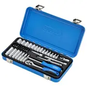 Metric Socket Set in Metal Case 1/4"D Hexagon 45 Piece Deep & Standard 16365