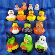 Fun Flock 14 Halloween Rubber Ducks Witch Vampire Ghost Mummy Glow Minis NEW