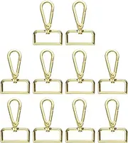 uxcell 10pcs Metal D Ring Lobster Claw Clasps 1.26" (32mm) Zinc Alloy 360 Degree Swivel Trigger Push Gate Snap Hooks for Keychains Jewelry Strap DIY Crafts, Gold