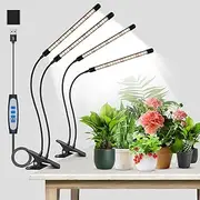 Garpsen Grow Light, 2PCS 2 Heads for Indoor Plants, 80 LEDs Clip Led Grow Lamp with Automatic Timer Adjustment (6/12/16H), 5 Dimming Levels