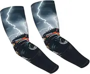 [LHDGBNV] Sun Protection Arm Sleeves For Men Women Uv Upf 50+ Gardening Sleeves Truck Under Lightning Sports Cooling Sleeve, Black