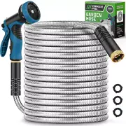 100FT Metal Garden Hose – No-Kink, Leak-Proof, Lightweight & Puncture-Proof w/ 1