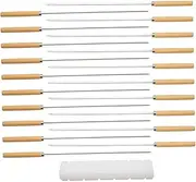 1Set BBQ Skewers with Kebab Maker Reusable Stainless Steel Meat and Vegetable Skewers with Comfortable Handles for Grilling Roasting and Outdoor BBQ Fun
