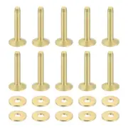 50 Set 10x3.3x19mm Solid Copper Rivets and Burrs Leather Fastener, Gold Tone