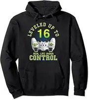[VidiAmazing] Leveled Up to 16 Gamer 16th Birthday Men Women Boys & Girls Pullover Hoodie ds1557
