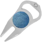 Blue Swirl Pattern Golf Ball Marker Divot Repair Tool Bottle Opener
