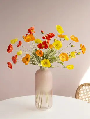ladylike 罌粟仿真花擺件 客廳花瓶花藝裝飾花假花 (1.5折)