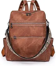[WYFJNX] Backpack Purse for Women Leather Handbag Ladies Fashion Shoulder Bag Designer Convertible Travel Backpack Brown, Brown, Contemporary