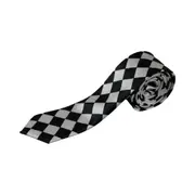 Mens Black & White Diamond 5Cm Skinny Neck Tie