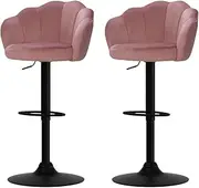 Artiss Bar Stools Stool Set of 2 Adjustable Kitchen Swivel Counter Barstools Dining Chair Chairs Gas Lift Velvet Pink Nessah in 62-78cm Seat Height Floor for Home Dining Room Cafe Outdoor Indoor