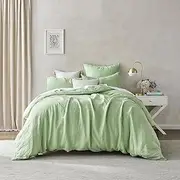 Natural Home Linen 100% European Flax Linen Quilt Cover Set Donna Duvet Super King Bed- Sage, Breathable, Absorbent, Temperature Control - 1 Quilt Cover, 2 Pillowcases