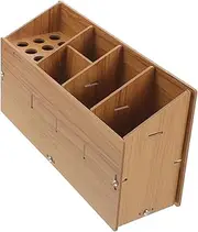 Ipetboom Wooden Hairdressing Tool Organizer Compact Scissor Holder Comb Storage Box for Stylists Durable Space Saving Desktop for Salons and Home Use