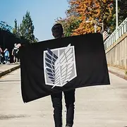 MANDU Attack on Titan Flag Anime Room Decoration 3x5 ft Attack on Titan Wings of Liberty Logo Cosplay Flag Banner Tapestry Wall Mounting Home Garden Outdoor 1.5M*0.9M