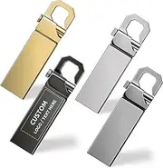 Custom USB Flash Drive, 50 Pack Personalized Metal Pen Drive USB 2.0 Memory Stick Thumb Drive with Hook, Ideal for Corporate Gifts, Business Events and Promotional Giveaways (128 MB,Without Box)