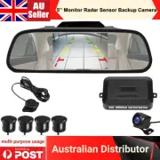 Car Rear View 5" Mirror Monitor + 170° Reversing Camera+4 Parking Radar Sensor