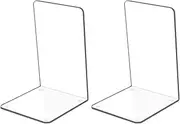 Kioneer 1 Pairs Acrylic Bookends Clear Book Ends, Plastic Non-Slip Bookend Bedroom Library Office School and Desktop Organizer (Acrylic-1pair)