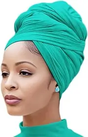 [WLHZD] Head Wraps for Black Women Stretch Turban African Headwraps Scarf Soft Hijab Hair Wraps Jersey Head Scarf for Locs Braids