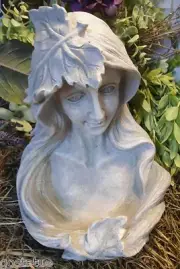 Latex fairy face mold planter feeder concrete plaster mould 10"H x 8.5"W