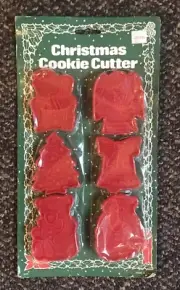 Christmas Cookie Cutters Plastic Santa Tree Bear Bell Angel Snowman Vintage