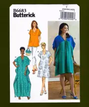 Easy Pullover Caftan Tunic Beachwear Sewing Pattern (Sizes XS-M) Butterick 6683