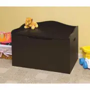 Kids Espresso Finish Wooden Toy Box Chest Storage Bench Trunk Play Room Organize