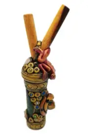 2 in 1 Snuff Applicator Handmade Cusco Andean Herbal Tool Inca Puma Snake