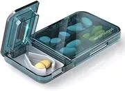 Pill Cutter and Splitter, 4-Compartment Medicine Storage Box, Blue