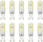 10 x G9 LED Light Bulbs, G9 Bi-Pin Base 5W (40W Halogen Bulb Equivalent) Warm White, Non Dimmable, 6000K LED Bulbs for Landscape Ceiling Under Counter Puck Lighting, Clear Cover
