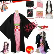 Demon Slayer: Kimetsu no Yaiba Nezuko Kamado Cosplay Kimono Halloween Costume US