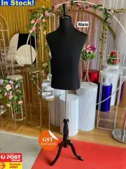 Cotton Cover Male White Black Mannequin Torso With Tripod Wooden Chrome Stand M