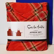 Sur La Table Parent & Me Matching Holiday Striped Aprons, 2 pk. - Green/Red