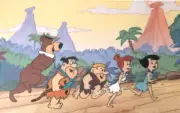Yogi Bear & Flintstones Animation Cel with Production Background FIVE CHARACTERS