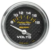 Autometer Carbon Fiber Voltmeter Electric - 2 1/16 Inch, Short Sweep, 0 - 18V, AU4791